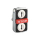 Triple-headed push button head, metal, Ø22, 1 white flush UP ARROW + 1 red projecting STOP + 1 black flush DOWN ARROW - ZB4BA71124