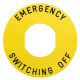 Marked legend, Harmony XB5, Harmony XB4, Ø 60 for emerg. switch. off, EMERGENCY SWITCHING OFF/logo ISO13850 - ZBY9360