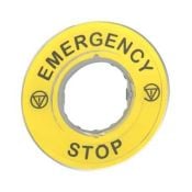 marked legend Ø60 for emergency stop - EMERGENCY STOP/logo ISO13850 ((*))  ZBY9320