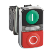 XB4BW73731M5 green flush/red projecting illuminated double-headed pushbutton Ø22 1NO+1NC 240V 