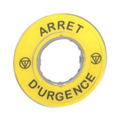 marked legend Ø60 for emergency stop-ARRET D'URGENCE/logo ISO13850 ((*))  ZBY9120